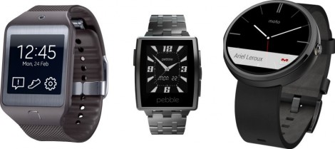 Moto360 Pebble Steel and Samsung Gear 2 comparison