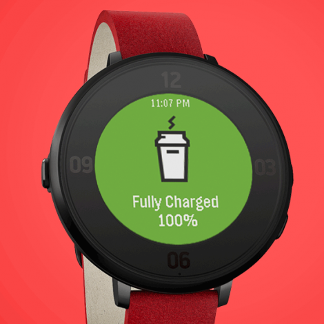 Pebble Time Round fully charged screen